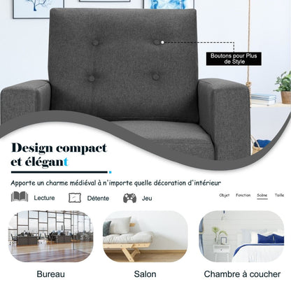 Fauteuil De Salon 1 Personne Avec Profondeur D'Assise 53Cm Canapé 1 Place Avec Pieds Bois D’Hévéa Pour Chambre Salon Bureau 81*67*86Cm Bleu/Beige/Gris