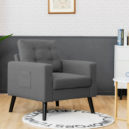 Fauteuil De Salon 1 Personne Avec Profondeur D'Assise 53Cm Canapé 1 Place Avec Pieds Bois D’Hévéa Pour Chambre Salon Bureau 81*67*86Cm Bleu/Beige/Gris